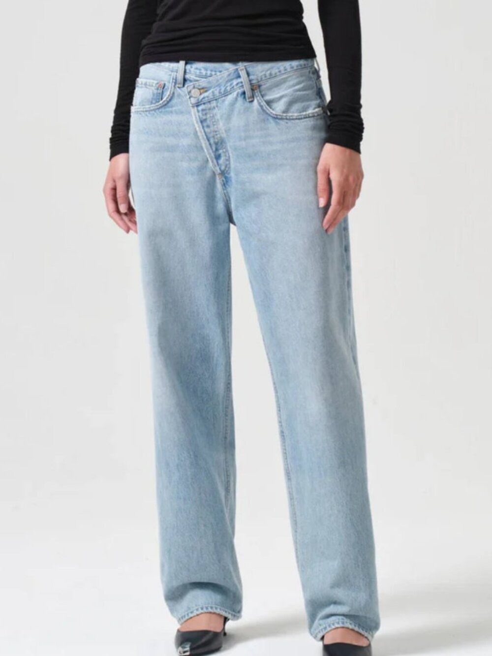 Agolde Criss Cross Upsized Jean Light Blue Wash Size 23 Button Fly Cotton